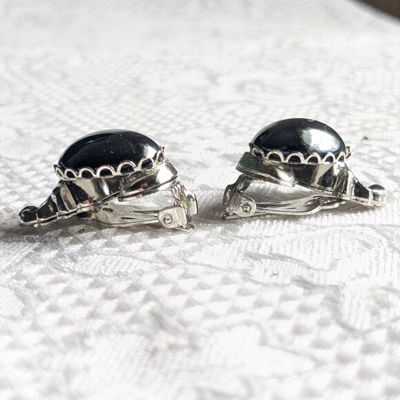 Vintage Ornate Hematite Pendant Necklace and Matching Earrings Set - Picture 12 of 14